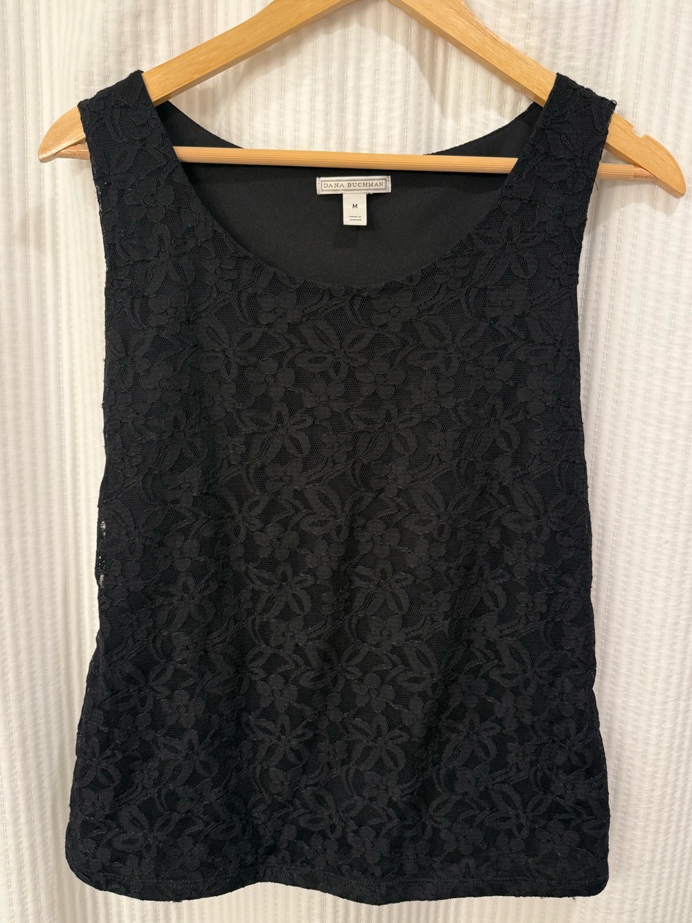 Dana Buchman Black Floral Lace Scoop Neck Tank